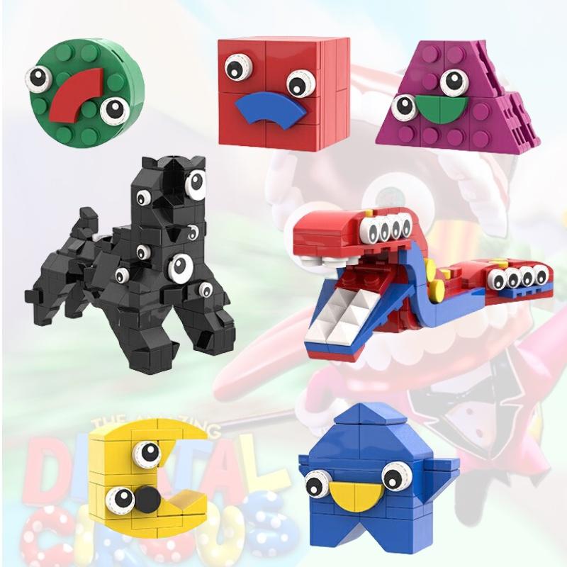 Der erstaunliche digitale Zirkus Clown Montage Bausteine DIY Plastikspielzeug Set ABS Material 200-400 Teile Exporttyp