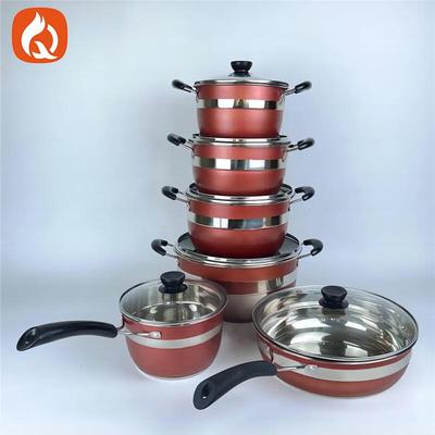 12-Piece Stainless Steel Cookware Set with Thickened Composite Bottom: Includes Frying Pan, Soup Pot, and Milk Pot.