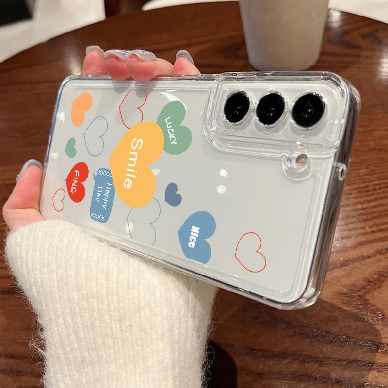 Romantic Love Clear Case For Samsung Galaxy S25 S24 S23 S22 Ultra Plus S24 FE A15 A14 A55 A54 A36 A26 A16 A52 A35 5G Soft Cover