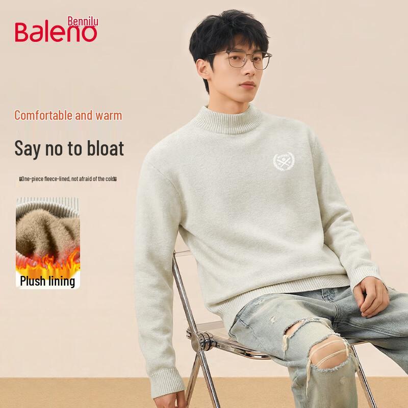 Baleno Men's Fleece-Lined Half-High Collar Pullover Sweater