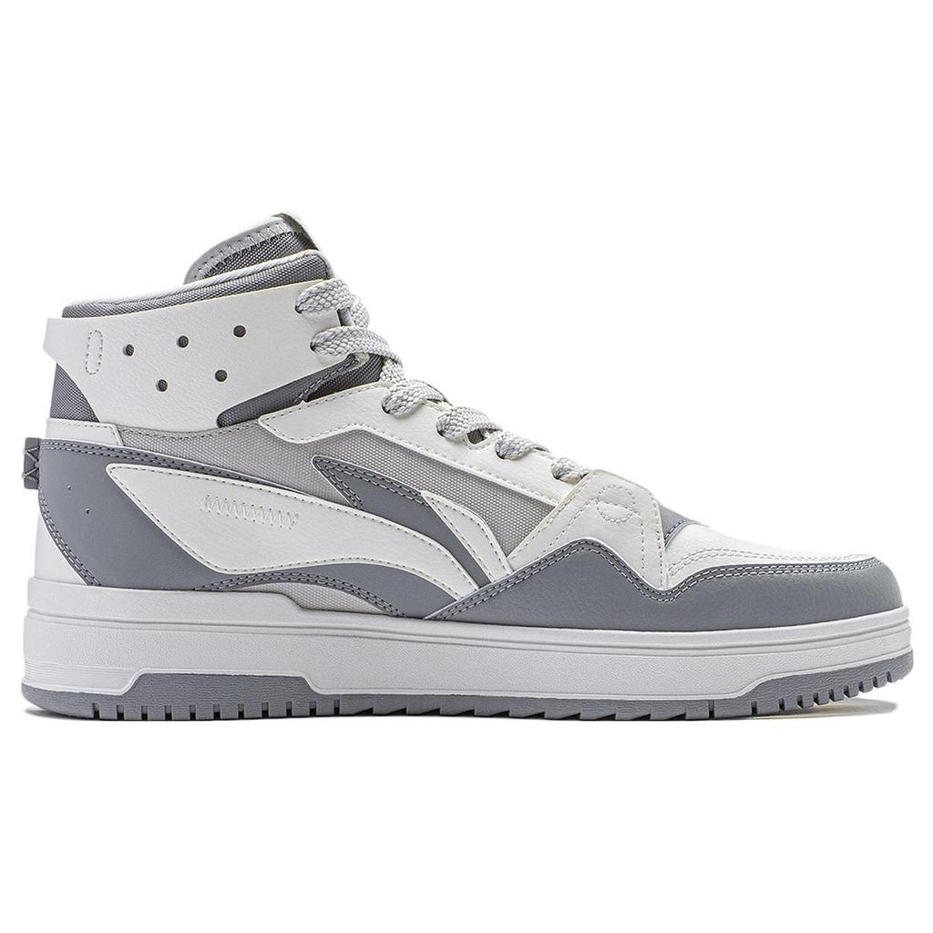 Li Ning Mountain Origin 2.0 Slip Resistant Abrasion Resistant High top Skateboard Shoes Men's Gray White AGCT291-3