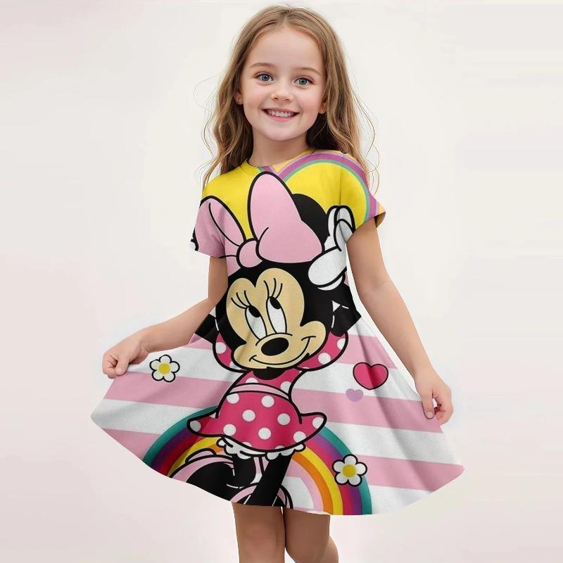 Summer Girls' Dress New Style Western Girl Short Sleeve Children's Short Sleeve Mickey