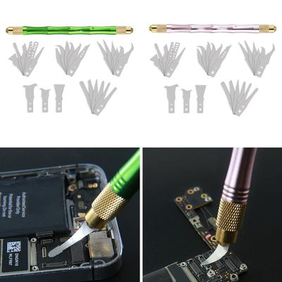 BST-69A + 28 In 1 Klingen CPU IC Chip Kleber Entferner Messer Motherboard PCB Für Handy BGA Chip Entfernen Werkzeug hebeln