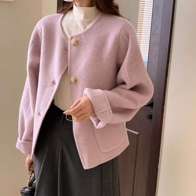 Casual Loose Short Silhouette Woolen Coat for Women's Korean Autumn and Winter New Wool Double-sided Coat