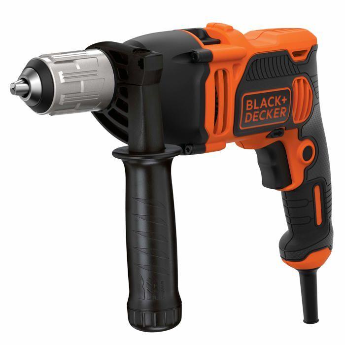 BLACK+DECKER BEH850KA32-QS Perceuse à percussion filaire - 850W - 54 400 cps/min - 32 accessoires - Guide de profondeur - Poignée