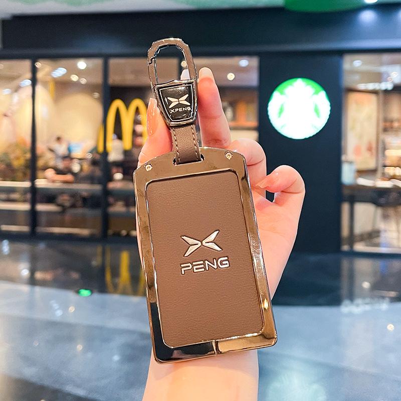 Vollschutz-Metall-Schnallen-Hülle für XPeng P7 & 2021 G3i Pengyi P5 Schlüsselanhänger, Kartenstil