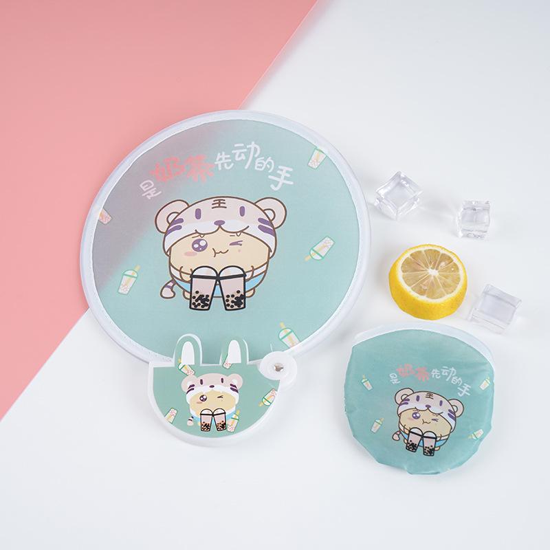 Mini Cartoon Handheld Folding Fan - Cute Student Design with Customizable Logo