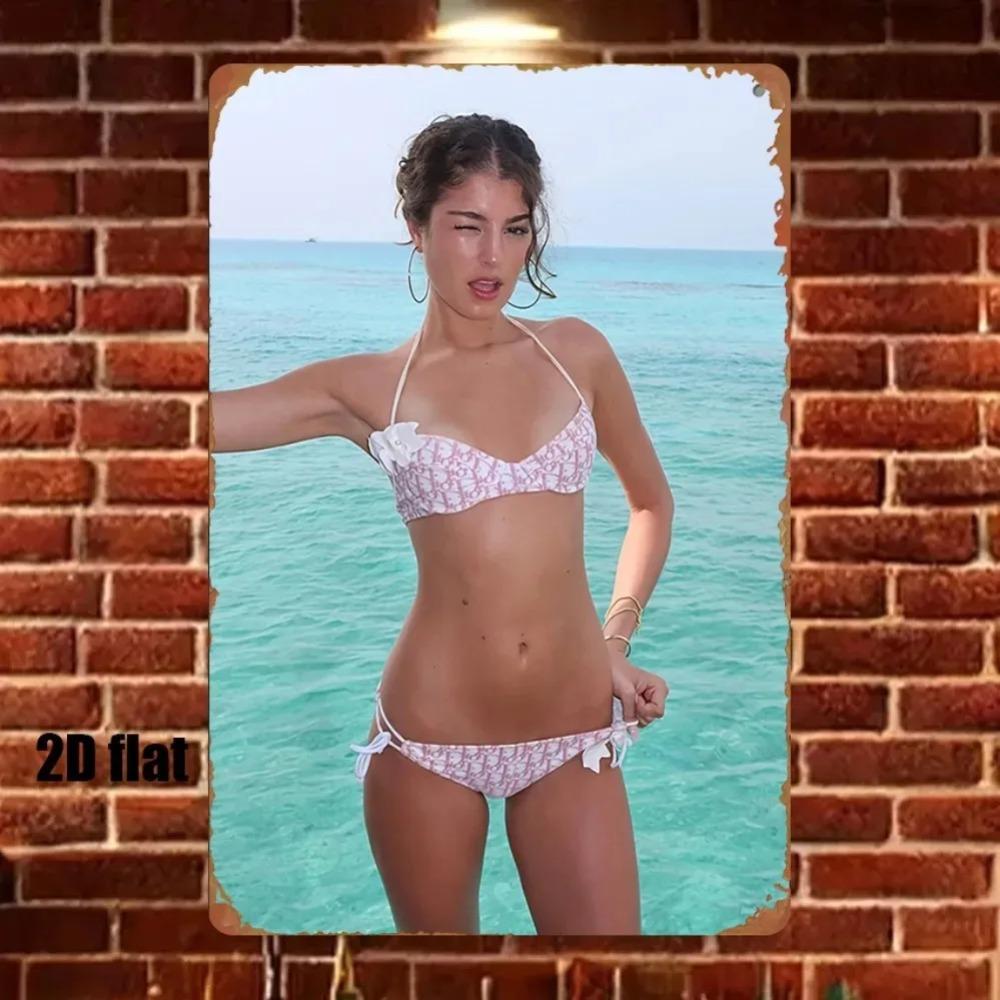 Vintage Metall Strand Wanddeko 20x30 cm - Retro Ozean Badeanzug Eisen Schild, Langlebige Plakette für Haus Küche Bar