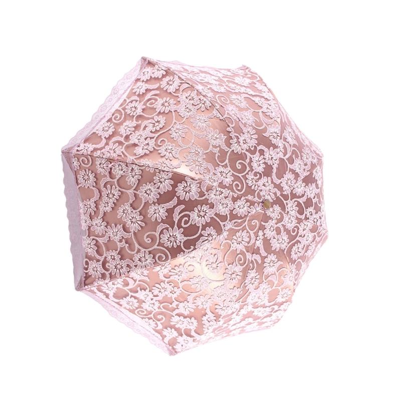 Lace Embroidery Umbrella Retro Coating 3 Folding UV Protection