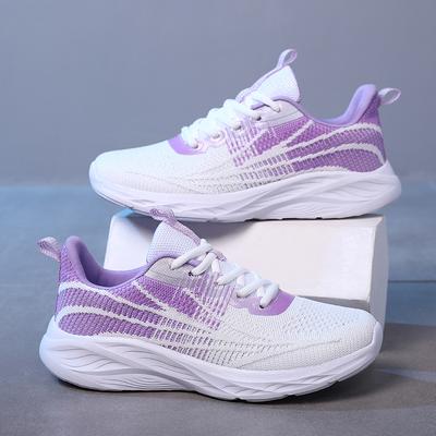 Women's Fly-woven Running Shoes Spring and Summer Low-top Mesh Cloth Surface Lightweight Breathable Cushioning Sports Shoes Large Size Jogging Shoes