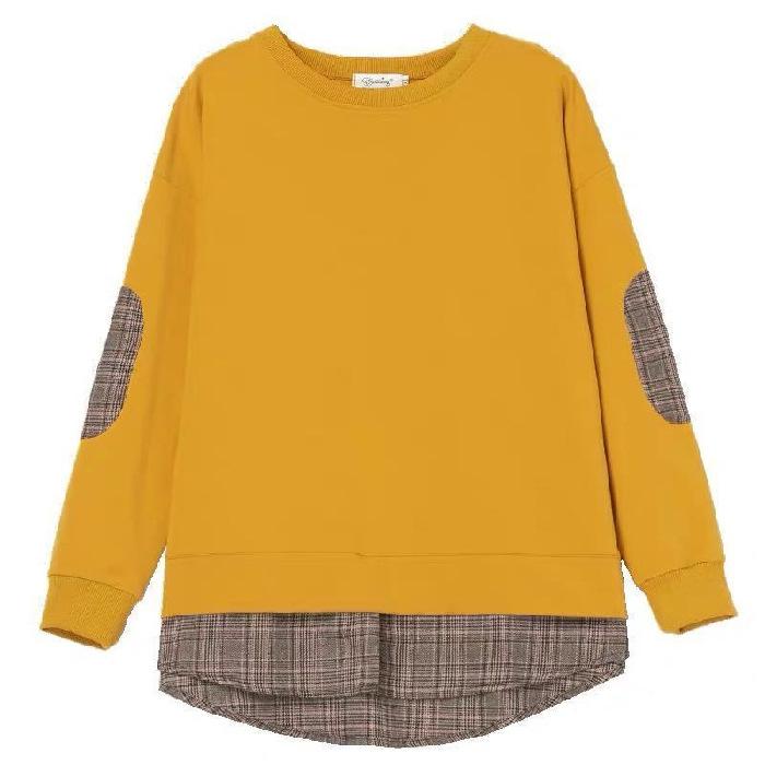 Autumn Style, Cotton-containing Fake Two-piece Sweatshirt for Women, Long-sleeved Autumn and Winter New Loose Top Jacket