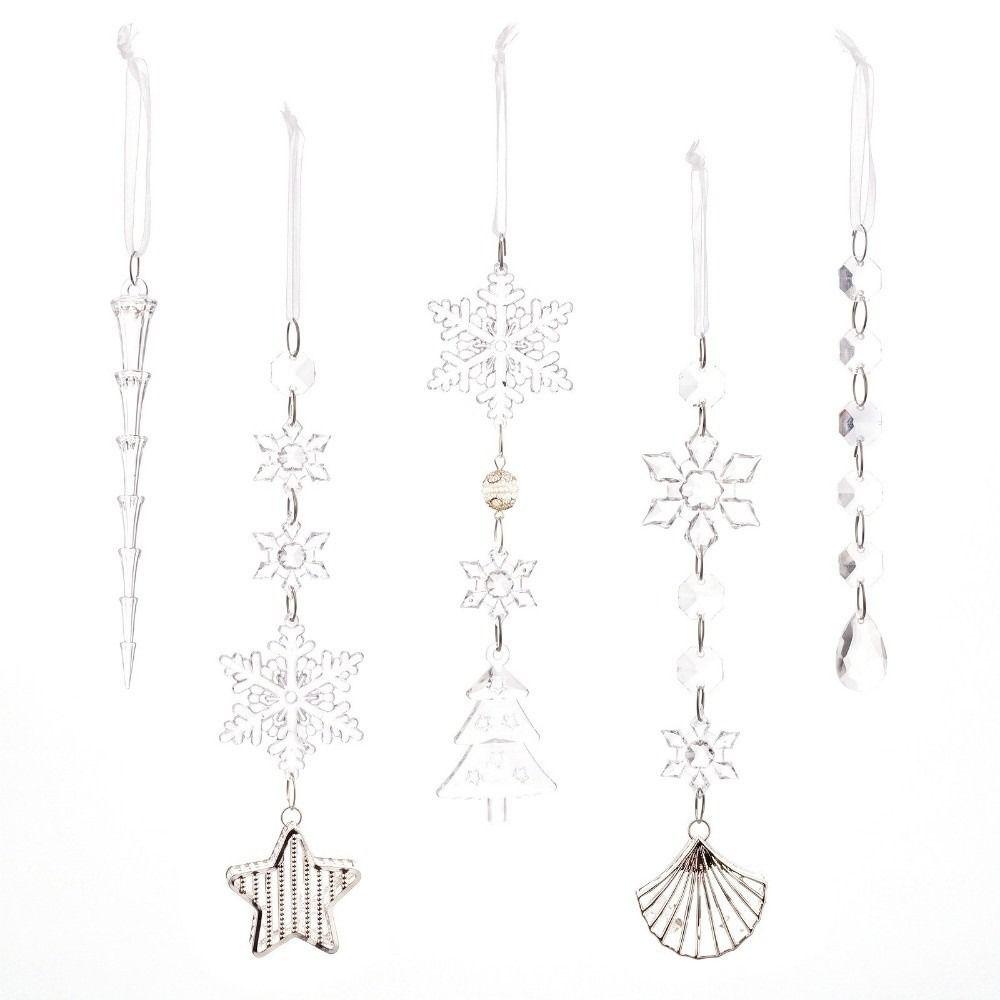 10/12pcs DIY Christmas Crystal Pendant Clear Acrylic Xmas Hanging Decoration New Year