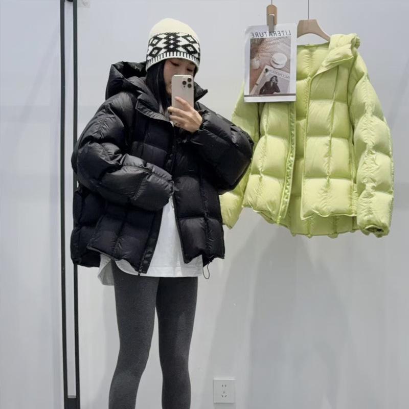 New down cotton clothes women's short cloud puffs hooded square loose fashion women's coat
