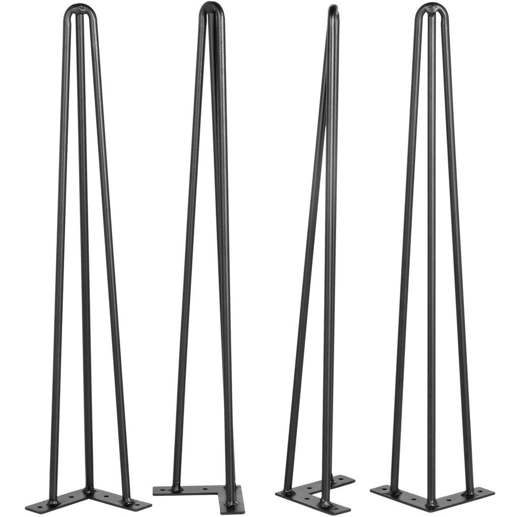Hairpin Table Legs 24 Inch Black Set of 4 Desk Legs Each 220lbs Capacity Hairpin Desk Legs 3 Rods for Bench Desk Dining End Table Chairs Carbon Steel