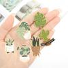 Brooches Cartoon Green Cactus Succulent Potted Plant Enamel Leaf Shape Lapel Girls Pins Boys Jewelry for Clothing Crafting