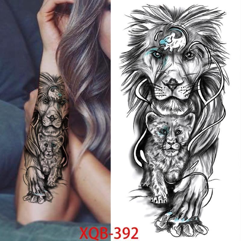 1 stk 210*114MM Havfrue Midlertidig Tatovering For Kvinner Menn Realistisk Rev Løve Blomst Tatoveringer Klistremerke Rygg Arm Engangs Død Hodeskalle Falsk Tatovering