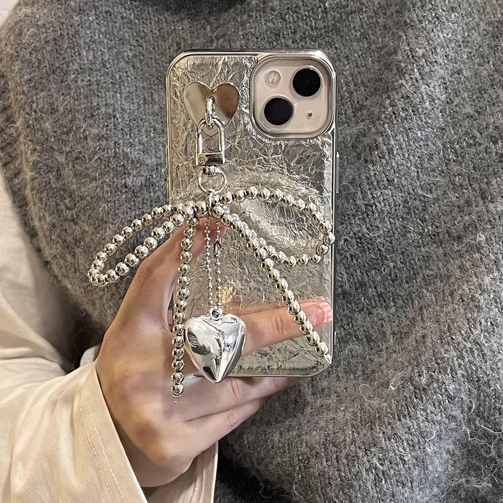 Брелок в виде сердца с бантом из бисера — фото 8