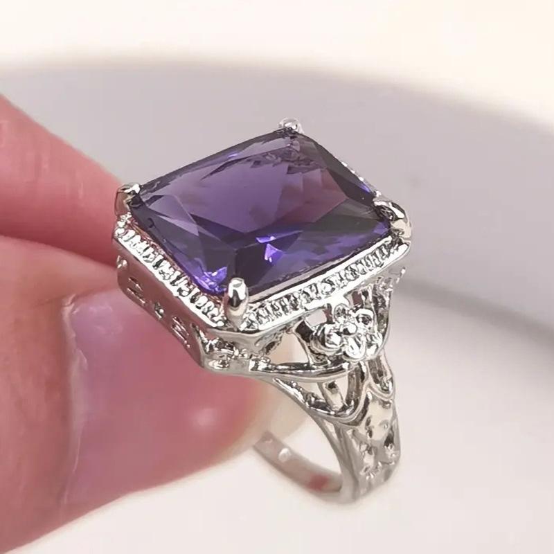 Lindon Klassisk Kopparlegering Zirkon Ring Dam Smycken Bröllopslöfte Festpresent