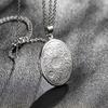 Vintage Floral Oval Locket Necklace with Openable Photo Frame