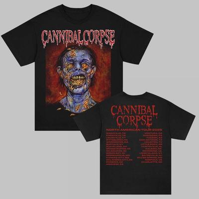 Cannibal Corpse Północnoamerykańska Trasa 2025 Merch Czaszka Robak 2025 Koszulka z Trasy