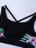 Meisjes Bedrukte Zwempak Outfit U-hals Strappy Rug Crop Top Boyshorts Shorts Broek Set