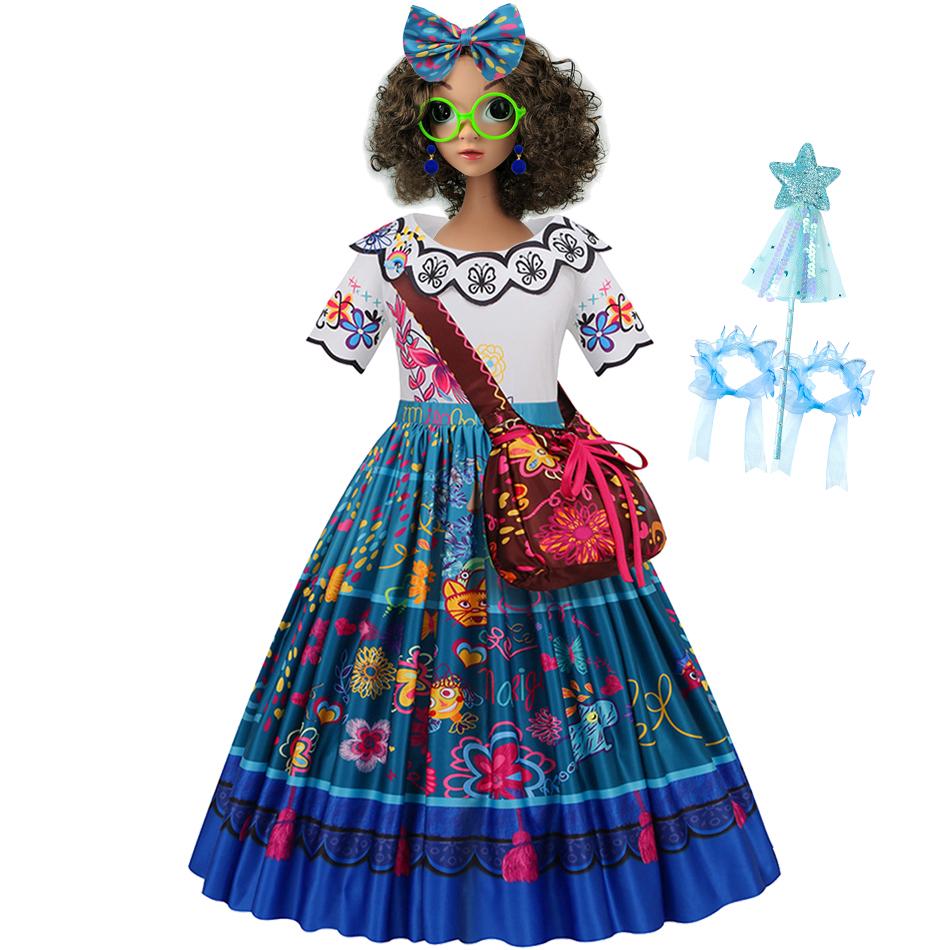 

Girls Encanto Costume Charm Princess Dress Suit Kids Cosplay Mirabel Carnival Isabela Birthday Party Christmas Clothing 2T(Tag-100)