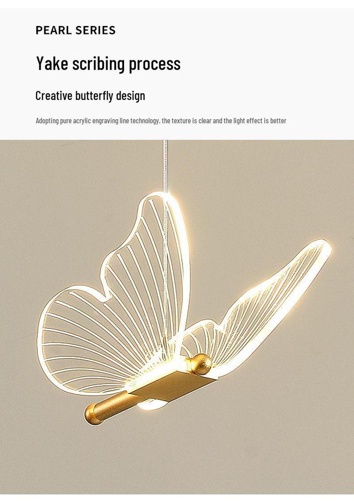 Nordic Luxury Butterfly Hanging Lamp - Modern Minimalist for Bedroom, Dining Room, or Staircase
