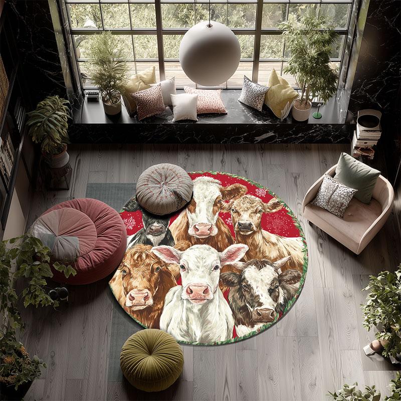 Christmas Theme Pattern Round rug,Carpet Rug for Living Room Bedroom Playroom ,Non-slip Floor Mat,Holiday Gifts and Birthday Gifts.