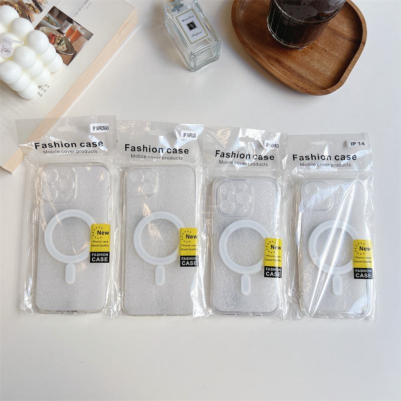 

Чехол MagSafe с магнитной присоской для Apple 15Promax: Прозрачный защитный чехол от падения с подушкой безопасности для Apple 14. iPhone 13