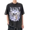 Huh Cat Chonky Ben Meme Washed Graphic T-Shirt for Men Hip Hop Street Food Lover Tshirt Cotton Vintage Short Sleeve Tees Top