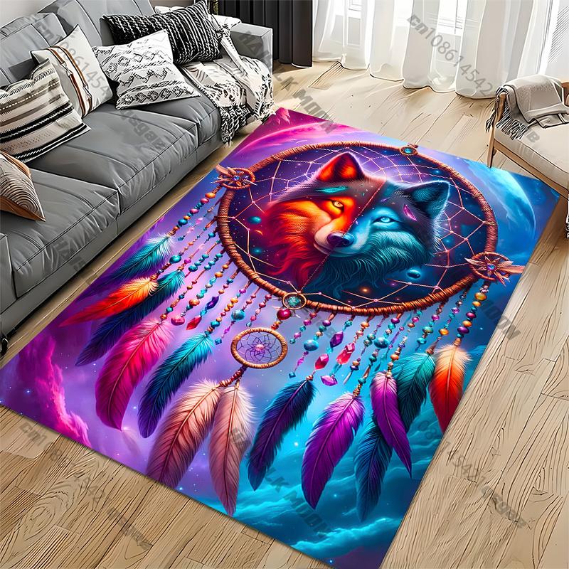 15 Sizes Wolf Head Dream Catcher Carpet Fashion Mat Non -slip Carpet Rug Outdoor Carpet Door Mat Play Mat Baby Birthday Gift