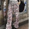 Men's Retro Pink Camo Hiphop Cargo Pants - Loose Fit, Wide-Leg Lumberjack Style