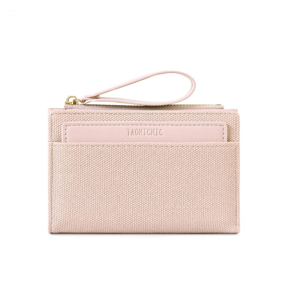

New PU Women s Purse Solid Color Fold Over Short Wallet Large Capacity with Zipper Design Card Bag рожевий