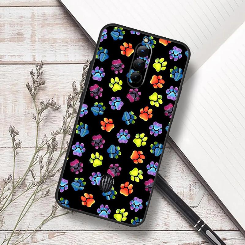 Dog Foot Paw Colorful Pattern Case For ZTE Nubia Red Magic 11 10S 9S 8S 8 9 10 Pro Plus 6 7 6S 7S RedMagic 10 Air Cover