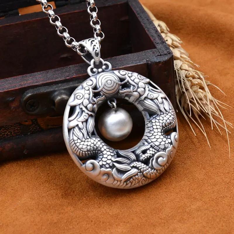 Vintage U-Shaped Copper Pendant Necklace Women Men Long Chain With Pearl Steel Or Braided Rope Option