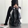 New Drawstring Pleated Silver Backpack Women's Wind Light Girls Casual Large Capacity Backpack Women