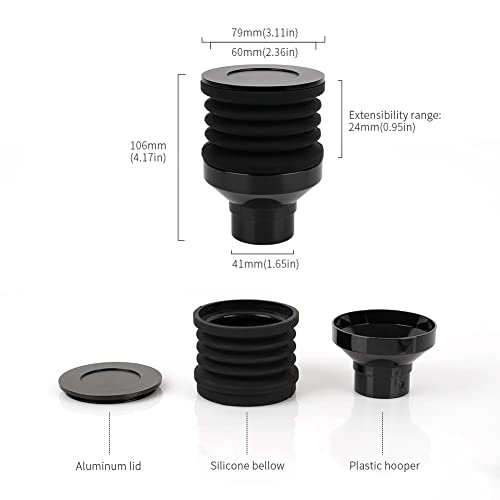 watchget Coffee Grinder Single-Dose Hopper for Eureka Mignon Grinders, Silicone Bellow for Blow Away Residual Coffee Grounds, Coffee Grinder Cleaning