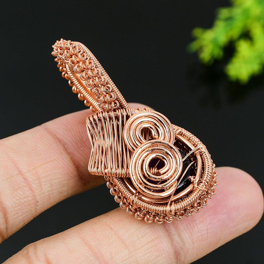 Natural Sage Amethyst Gemstone Handmade Copper Wire Wrap Pendant 1.97 R4d47