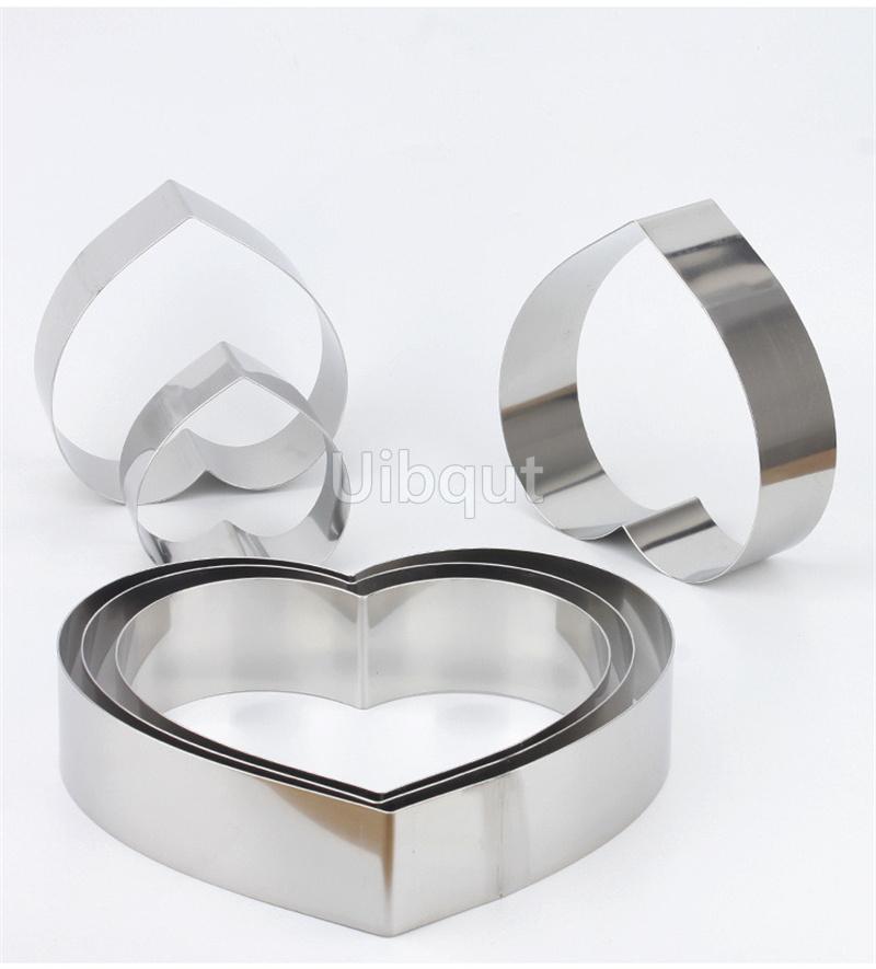 2 pcs set 4 5 6 7 8 9 10 12 14 inches 5cm Height 304 Stainless Steel Heart shape Mousse Ring Cake Mold Tiramisu DIY baking tool
