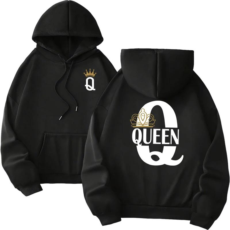Mens Womens Hoodies King Queen Printing Sweatshirts Versatile Casual Couple's Clothing Daily Pullover Fall Winter