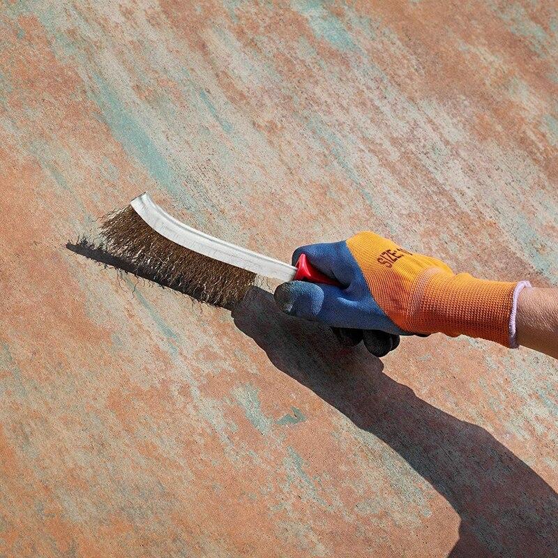 Long Handle Rust Removal Brush Cleaning Brush Grill Scrubber for BBQ Oven Gutter Metal Surface Cleaning Tool with Wooden Handle