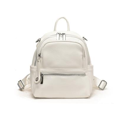 New Solid Color Soft Leather High-end Backpack Fashion Trend Lightweight Multi-purpose Women's Bag Leisure Bag