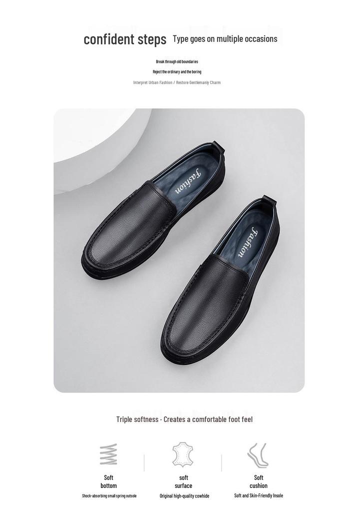 New Men's Genuine Leather Loafers: Breathable, Soft Sole Slip-on Casual Driving Shoes
