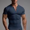 Sports Slim Men's Short-sleeved T-shirt Fitness Stretch Thread Slim Solid Color Pullover Casual Top