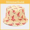 Modischer Flamingo-Print Beidseitiger Fischerhut Mit Breiter Krempe Zum Sonnenschutz Und Trendiger Sonnenschutz