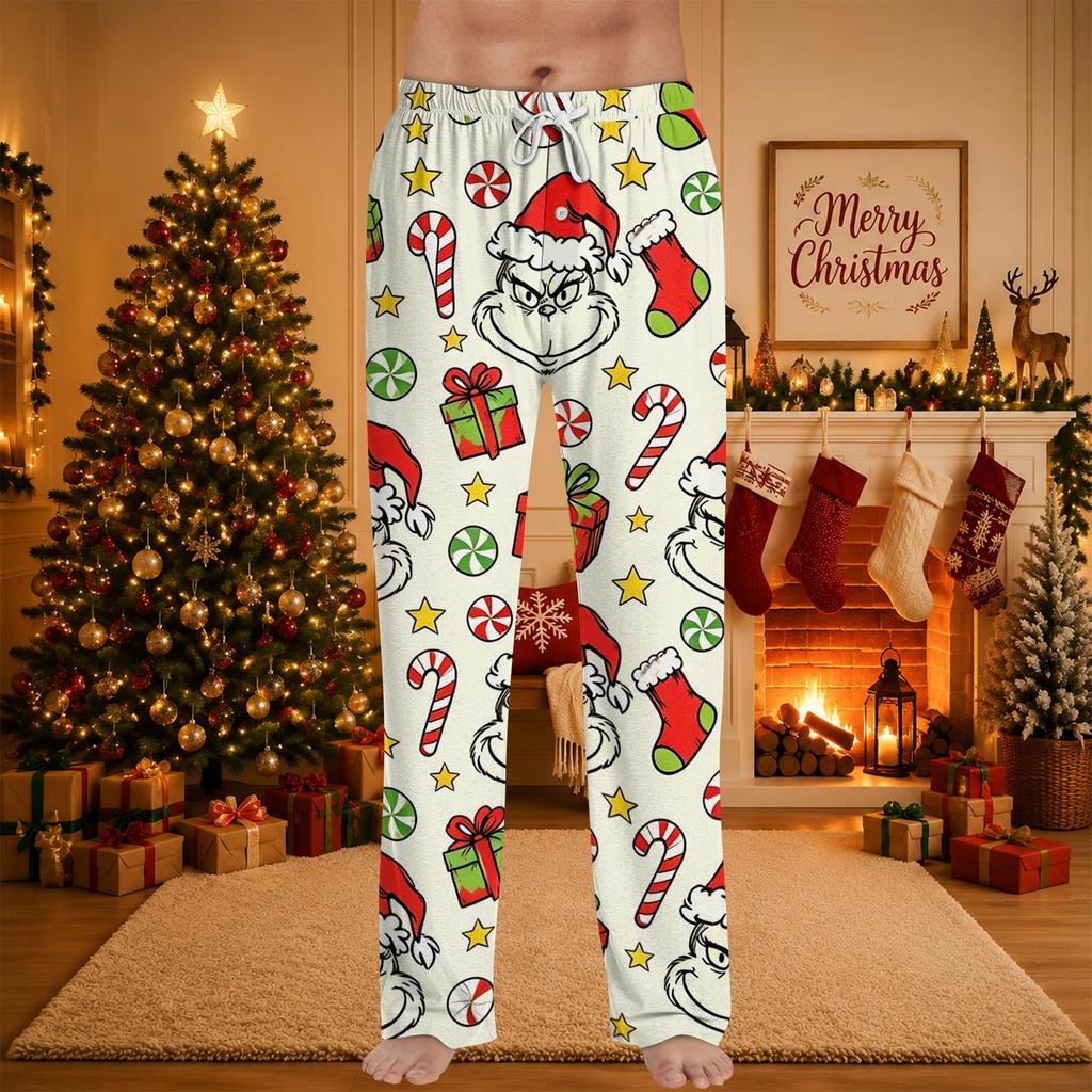 Men's Christmas Print Sleep Pants for Casual Lounging