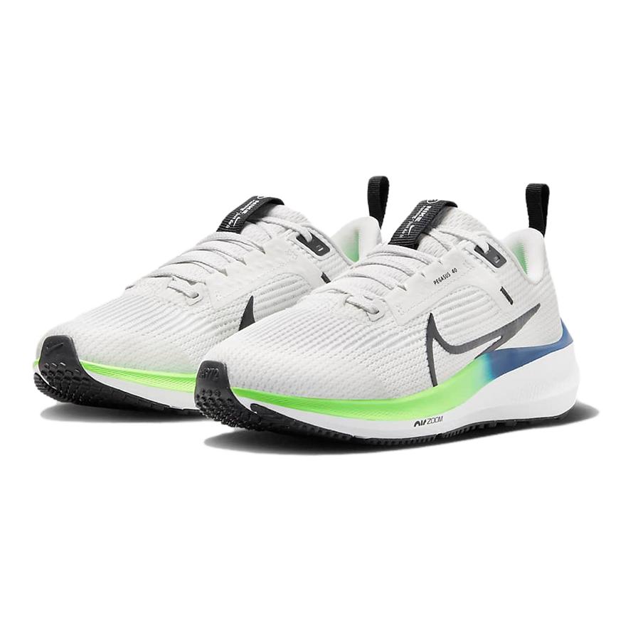 Nike Air Zoom Pegasus 40 GS Platinum Tint Green Strike Kids Sneakers White Black DX2498-006