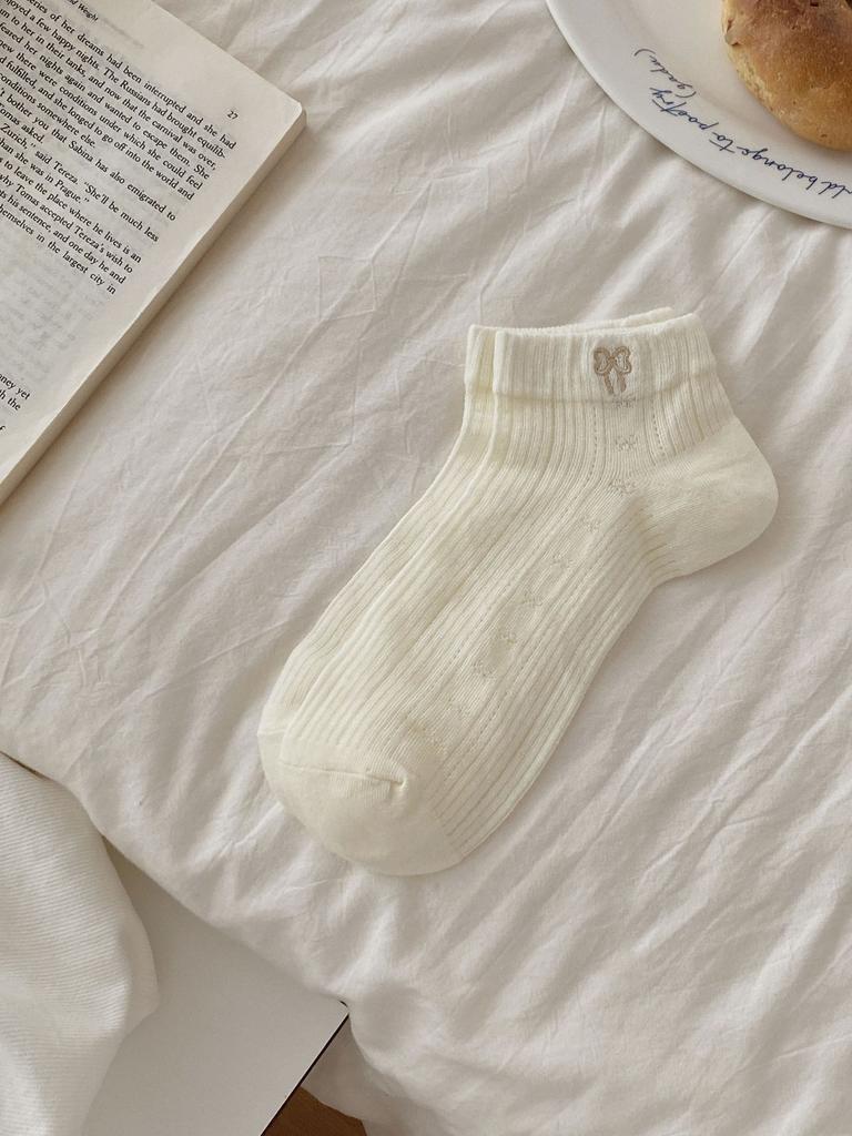 Boneless Solid Color Straight Socks Women'S Loose Cotton Stacked Socks Simple And Versatile Mid-Leg Socks