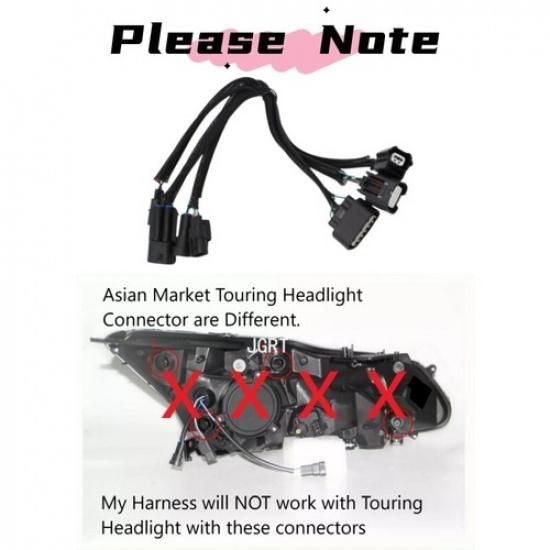 Headlight Adapter Wire Halogen To Touring LED For 2016-2017 Honda Accord Sedan