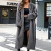 Women's Fashion Plush  Jacket Casual Solid-color Long-sleeved Cardigan Long Coat